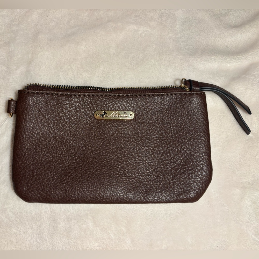 Montana West Chocolate Brown faux Leather wallet coin purse w/ Gold hardware